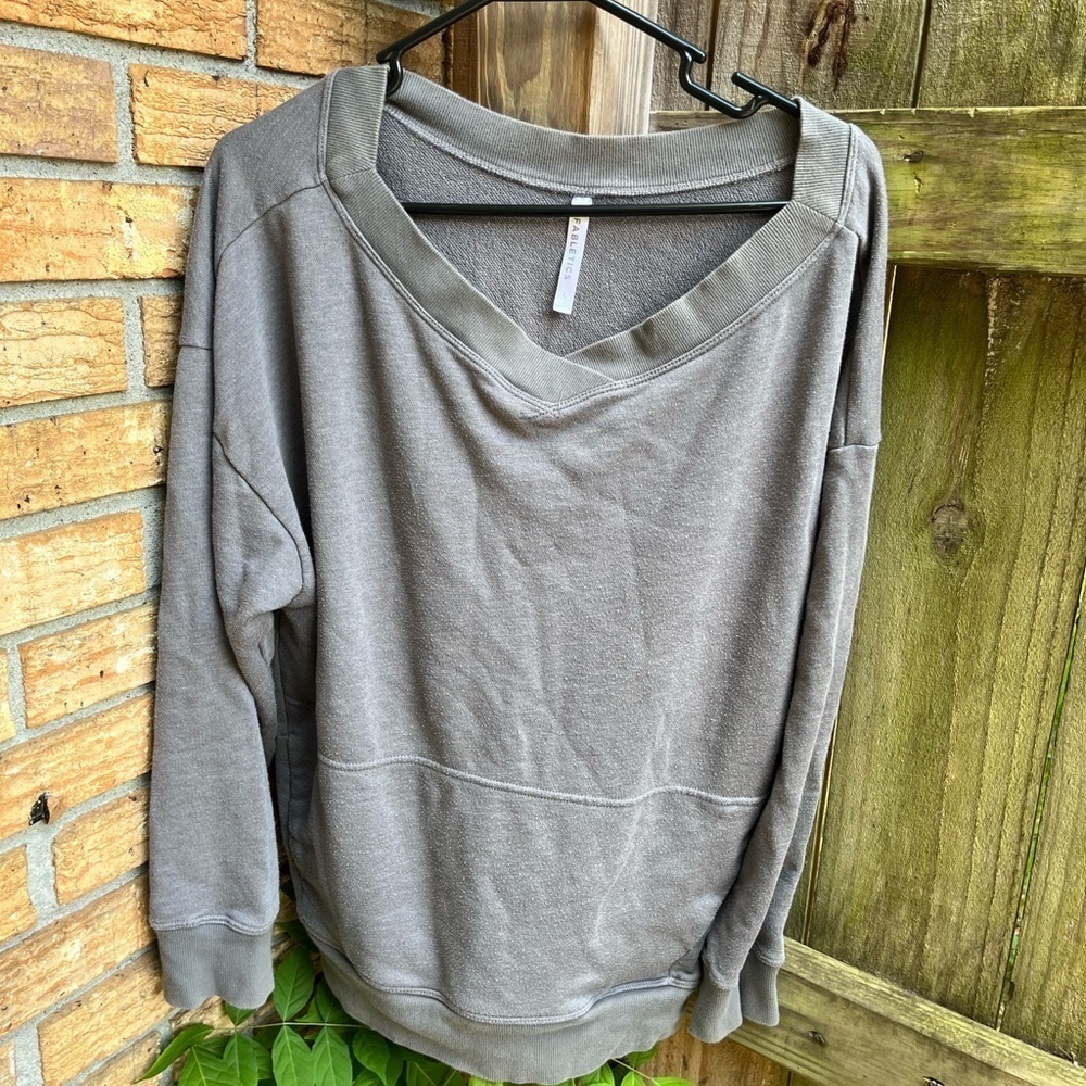 Fabletics Gray V-Neck Sweatshirt